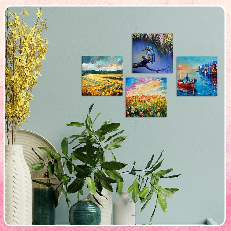 Moinchore 100 Pcs Mini Painting Canvas Panels Art Painting Canvases Panels Cotton Blank White Small Canvas Acid Free Boards for Watercolor Acrylic Oil Paint(4 x 4 Inch) - Image 5